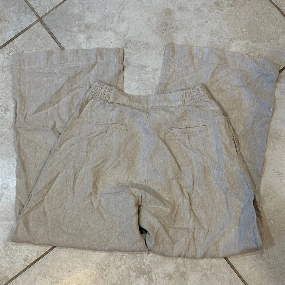 Sovere Anthropologie Instance Tan Linen Wide Leg Crop Pants 8